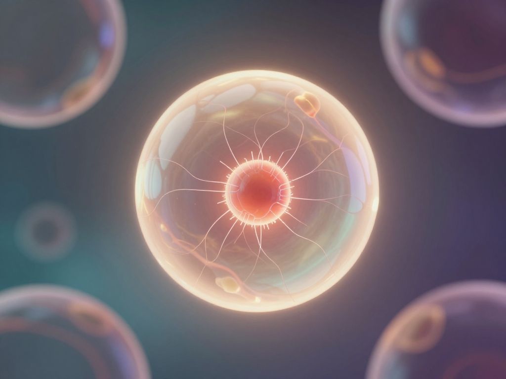 Glowing translucent orb with delicate light stitching at its center, symbolizing prenatal healing.