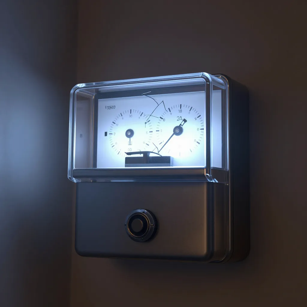 Electric meter with two overlapping clock faces representing peak and off-peak tariff confusion